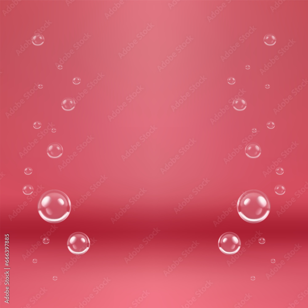 Empty pink studio background abstract soap bubble copy space for advertising 3d realistic vector