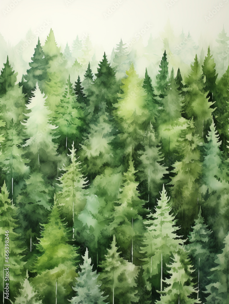 Watercolour Landscape Forest Painting Watercolour Landscape Forest Painting