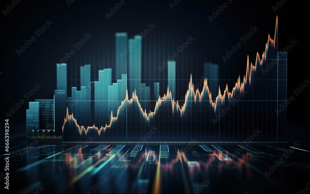 Financial financial bar chart background,created with Generative AI tecnology. - obrazy, fototapety, plakaty 