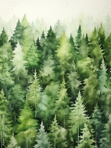 Watercolour Landscape Forest Painting 