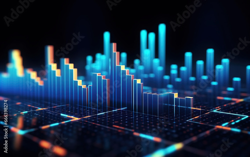 Financial financial bar chart background,created with Generative AI tecnology. © henvryfo