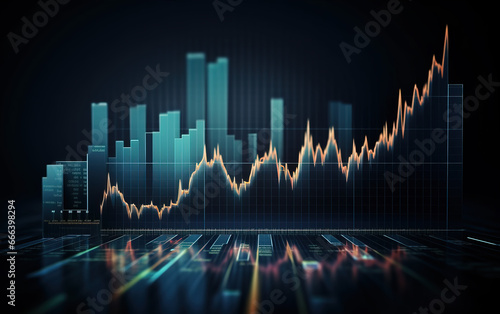 Financial financial bar chart background,created with Generative AI tecnology. photo
