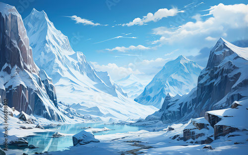 iceberg lake scenery,created with Generative AI tecnology.