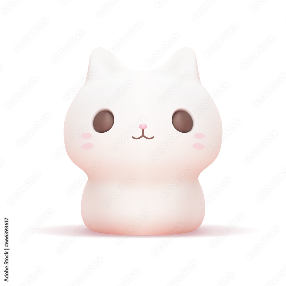 Cute kitten positive minimalist kitty figurine 3d icon realistic vector illustration Cute kitten positive minimalist kitty figurine 3d icon realistic vector illustration