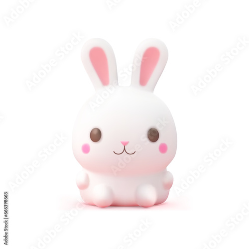 Cute baby rabbit little kid rabbit character figurine 3d icon realistic vector illustration