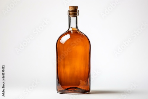 Brown bottle on white background. Generative AI