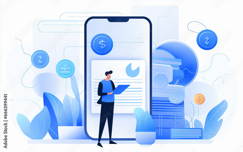 Mobile e-commerce concept illustration,created with Generative AI tecnology. Mobile e-commerce concept illustration,created with Generative AI tecnology.