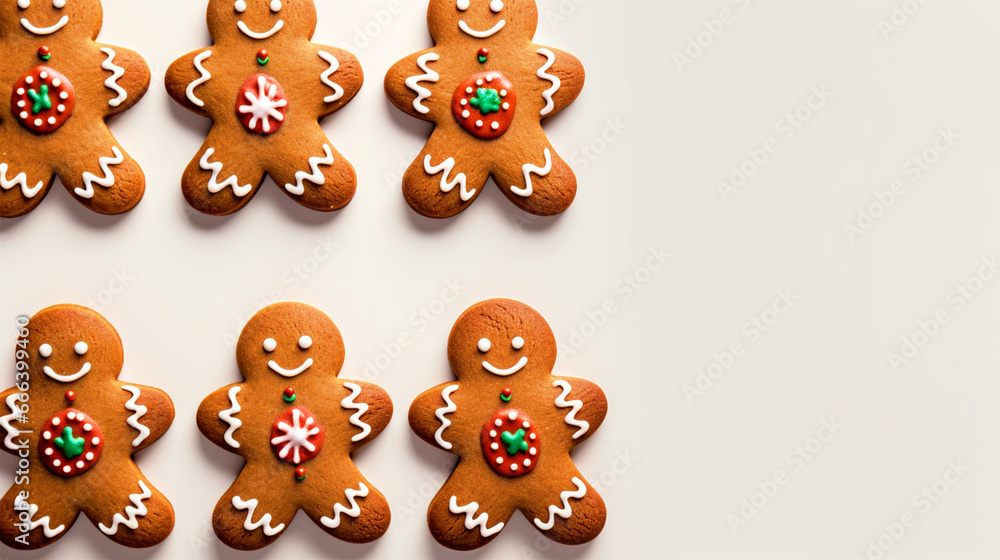Ginger bread man cookies on isolated background with copy text space - ai generative Ginger bread man cookies on isolated background with copy text space - ai generative
