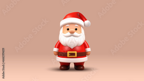 Adorable Santa Claus Merry Christmas character 3d icon realistic vector illustration
