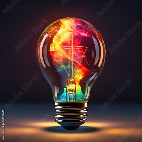 colorful lighting bulb, explosive idea
