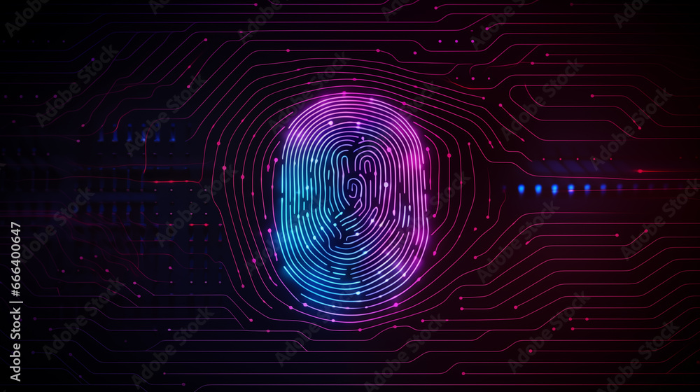 personal data. Security system with fingerprint on cyber technology personal data. Security system with fingerprint on cyber technology
