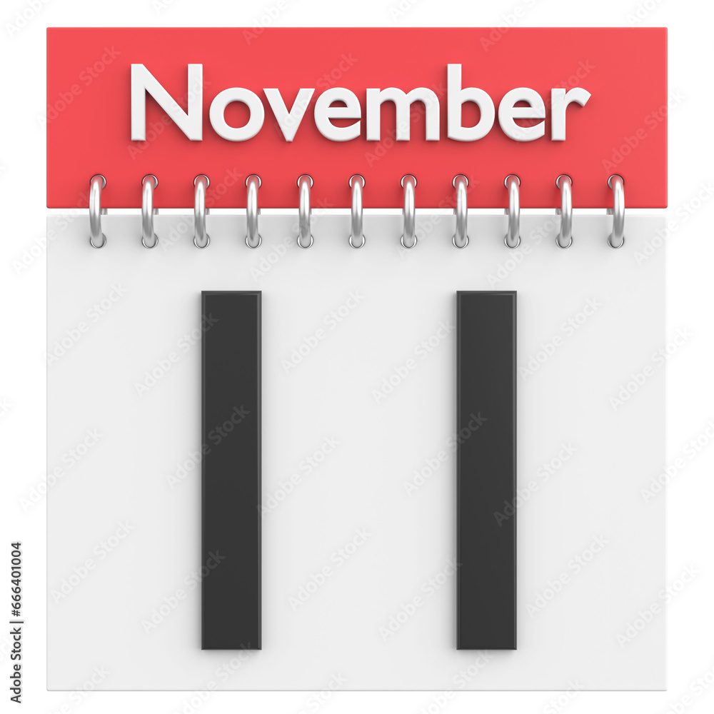 11 November calendar. November sale. 3D illustration. 11 November calendar. November sale. 3D illustration.