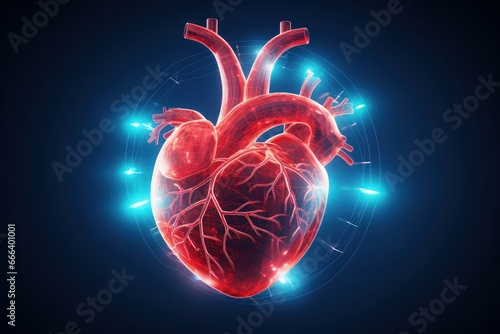 Medical technology to diagnose heart disease, Cardiology technology concept. Analyse patient heart using augmented reality