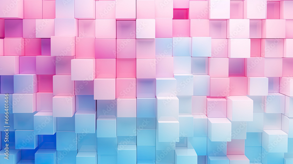 Texture background with random 3d cubic metal boxes in bright blue and red colors Texture background with random 3d cubic metal boxes in bright blue and red colors