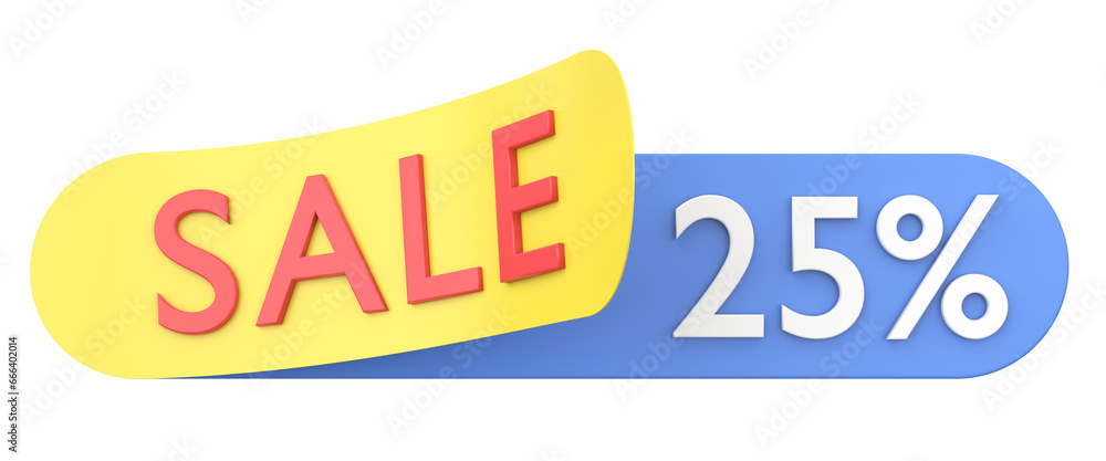 Twenty five percent sale. 25% sale. 3D illistration. Twenty five percent sale. 25% sale. 3D illistration.