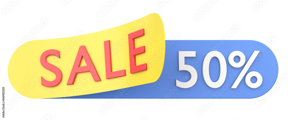 Fifty percent sale. 50% sale. 3D illistration. Fifty percent sale. 50% sale. 3D illistration.