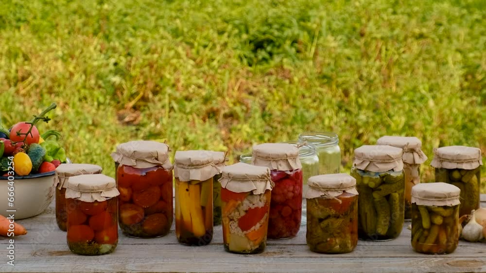 Perseveration of vegetables in jars. Selective focus. Perseveration of vegetables in jars. Selective focus.