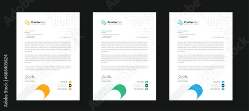 Corporate modern letterhead design template with color variation bundle. Creative letterhead design template for your business. Abstract letterhead design template.