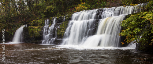 Sgwd y Pannwr waterfall on the four waterfalls walk in Brecon Beacons national park Wales UK