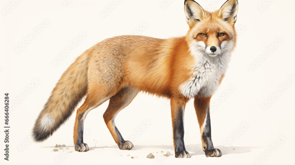 Fox painting against a white background