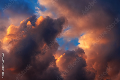 Dramatic sky in summer sunset with vibrant clouds © Bits and Splits