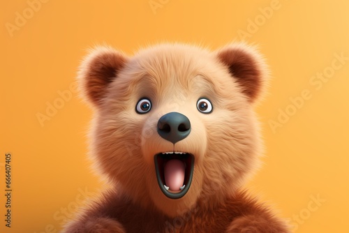 Studio portrait of bear standing on bright colors studio backgorund © CYBERUSS