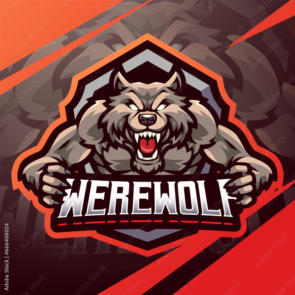 Werewolf esport mascot logo design