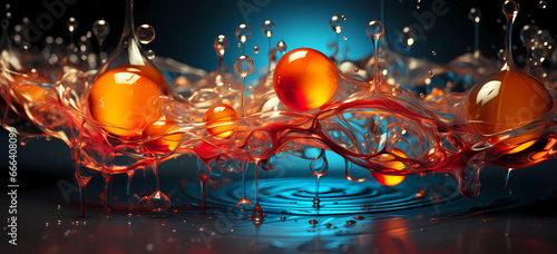 A colorful drop of liquid is being poured into the water.