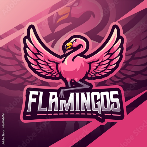 Flamingo esport mascot logo design