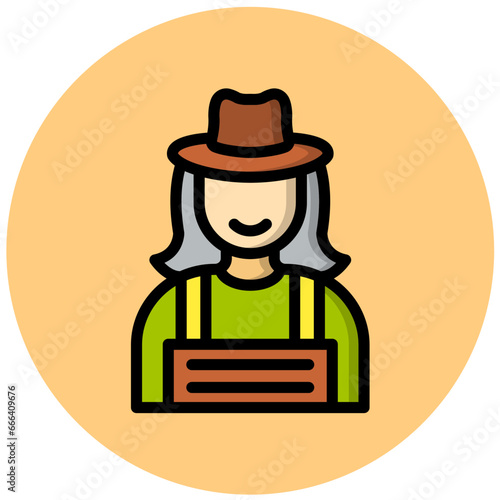 Lady Farmer Vector Icon Design Illustration