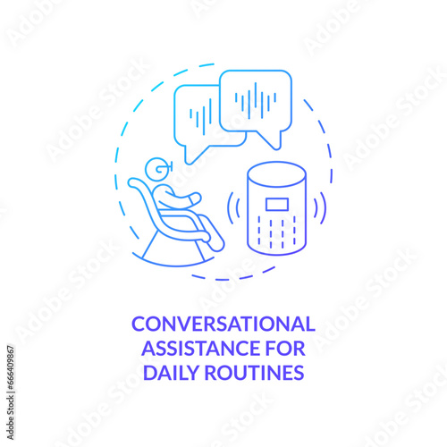 2D thin line gradient icon conversational assistance for daily routines concept, isolated vector, blue illustration representing arena.
