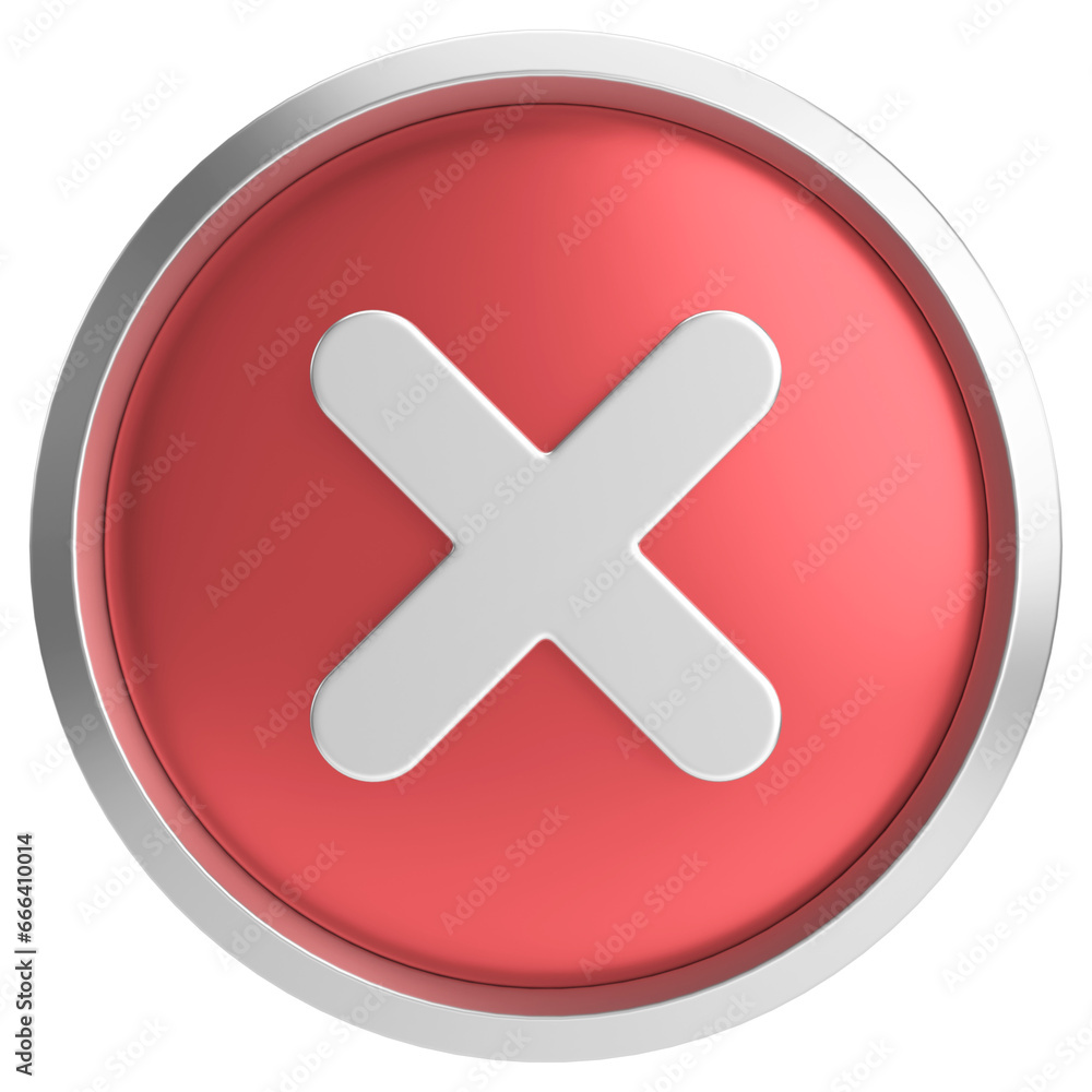 Obraz premium 3D close button. Cross sign. 3D illustration.