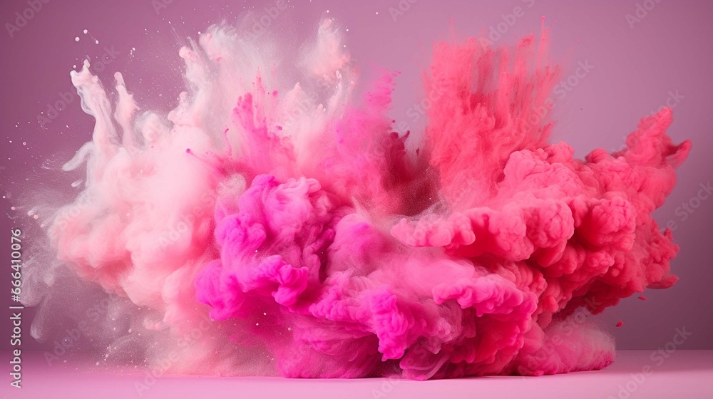 A large colorful powder is falling out of the cloud and exploding