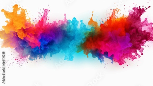 colorful rainbow Holi paint color powder explosion with bright colors isolated 