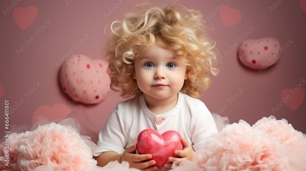 A young child displaying love and affection by holding a heart-shaped object in their hands A young child displaying love and affection by holding a heart-shaped object in their hands