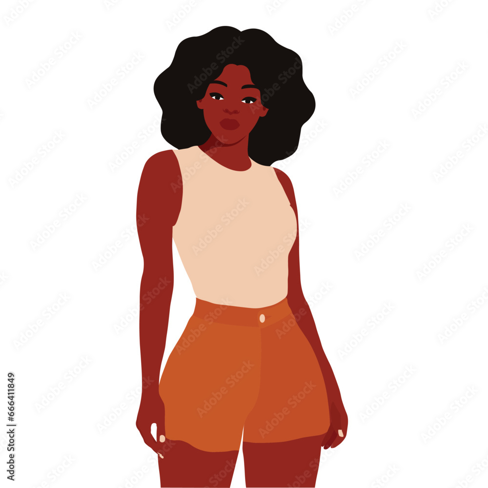 Stylish afro black woman in elegant art style vector Stylish afro black woman in elegant art style vector