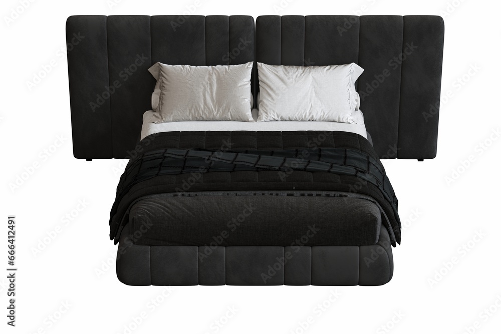 Fototapeta premium bed isolated on white background, interior furniture, 3D illustration, cg render