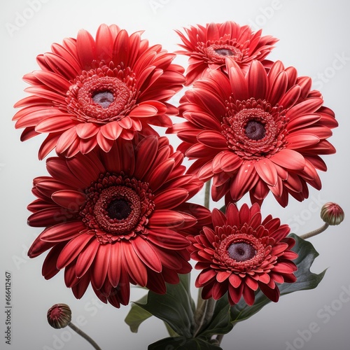 Red Gerberas Close  Hd   On White Background 
