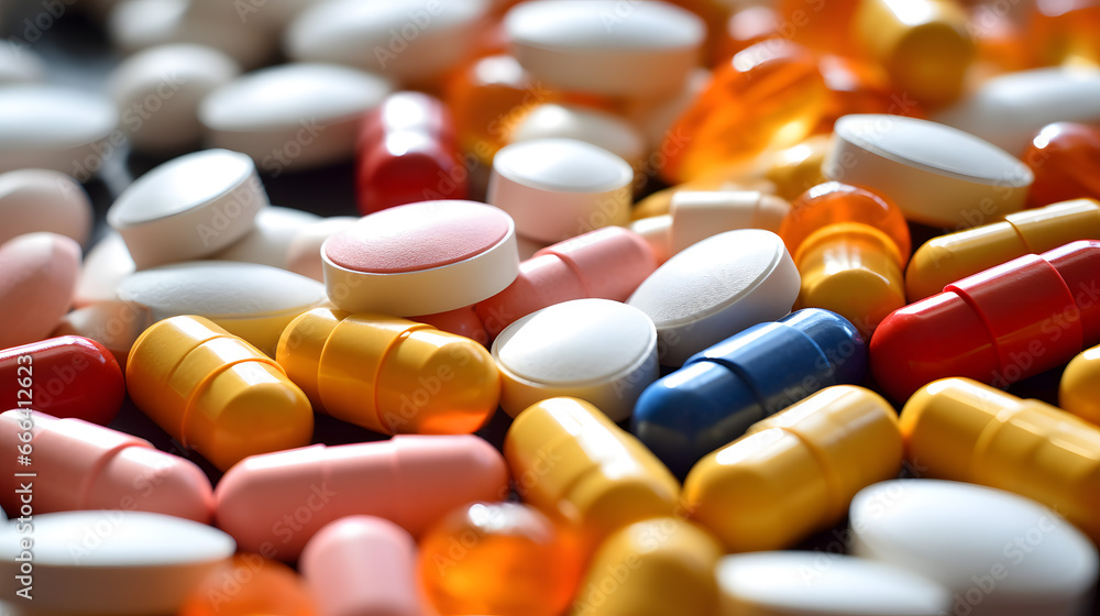 Close-Up of Multicolored Pills and Capsules.