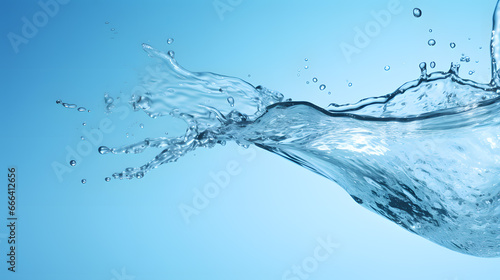 Dynamic Water Splash on a Clear Blue Background.