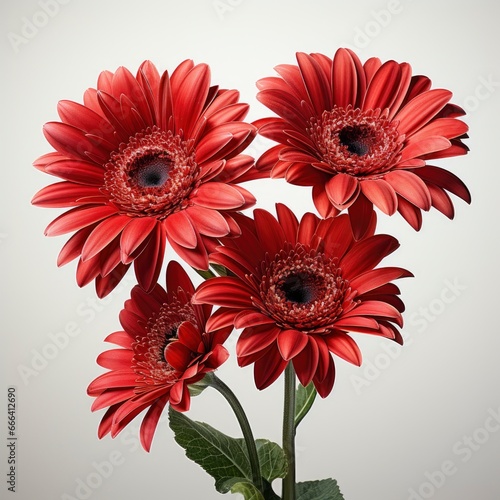 Red Gerberas Close  Hd   On White Background 