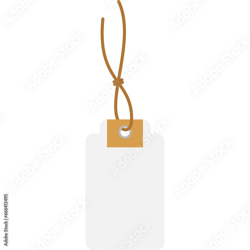 Isolated Empty White  Carton Paper Price Tag Hanging Label PNG