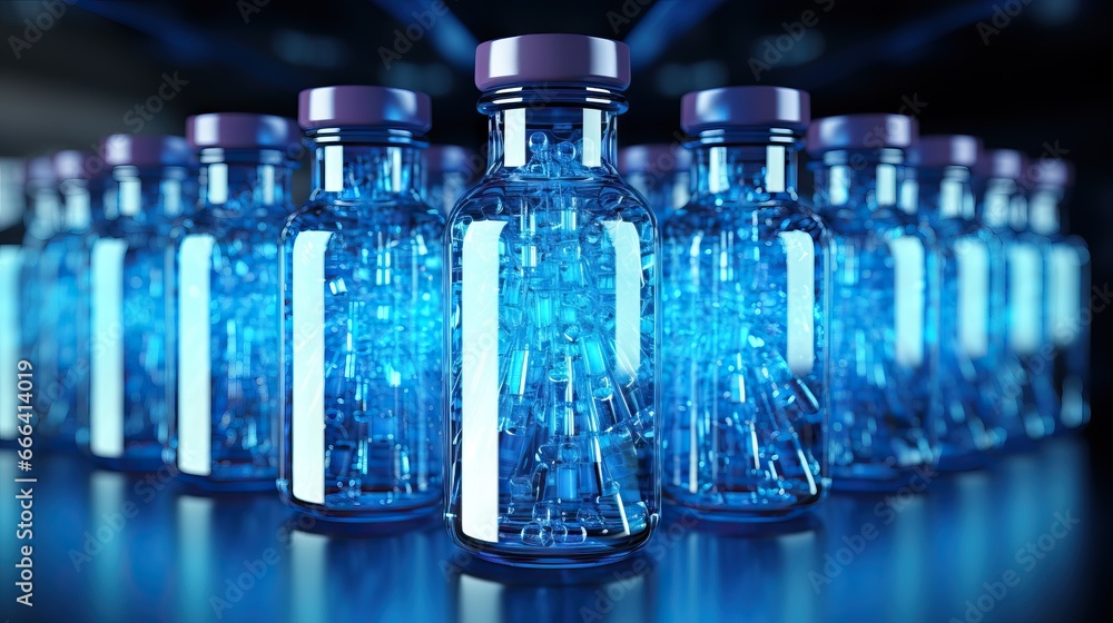 Glowing Vials in Blue Hue Glowing Vials in Blue Hue