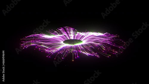 Fiber optic Global Connection network Ai line circuit technology Data Transfer abstract 5g  pink background photo