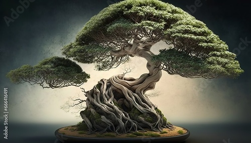 little bonsai tree roots meditation design illustration photo