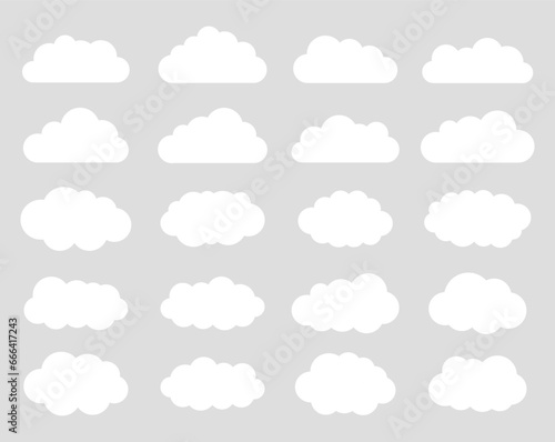 set of clouds, Cloud vector set on gray background