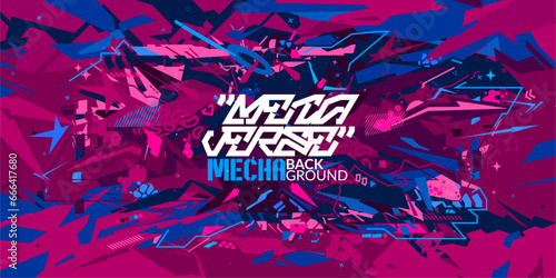 Futuristic Mecha Gundam Cyberpunk Metaverse Colorful Abstract Urban Street Art Graffiti Style Vector Illustration Template Background