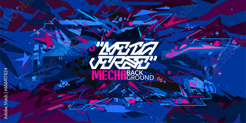 Dark Futuristic Mecha Gundam Cyberpunk Metaverse Colorful Abstract Urban Street Art Graffiti Style Vector Illustration Template Background