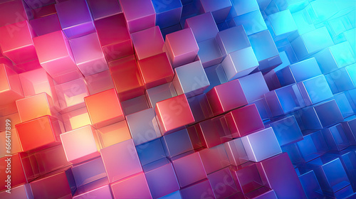 Texture background with random 3d multicolored cubic metal boxes