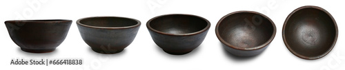 Set collection of dark brown earthy claypot cut out isolated